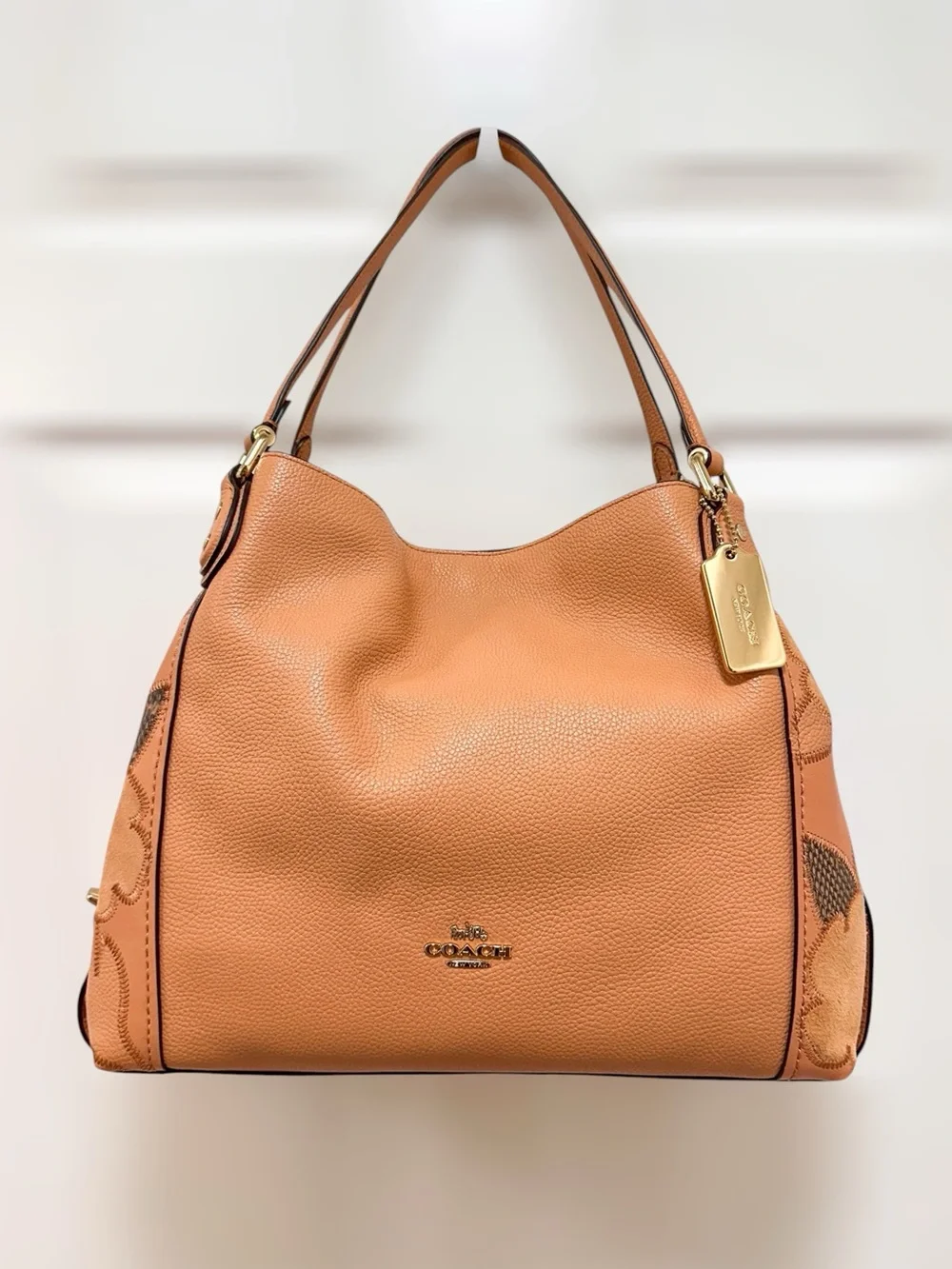 Coach Edie 31 Tea Rose Patchwork Bag Beechwood Leather Suede Like New
